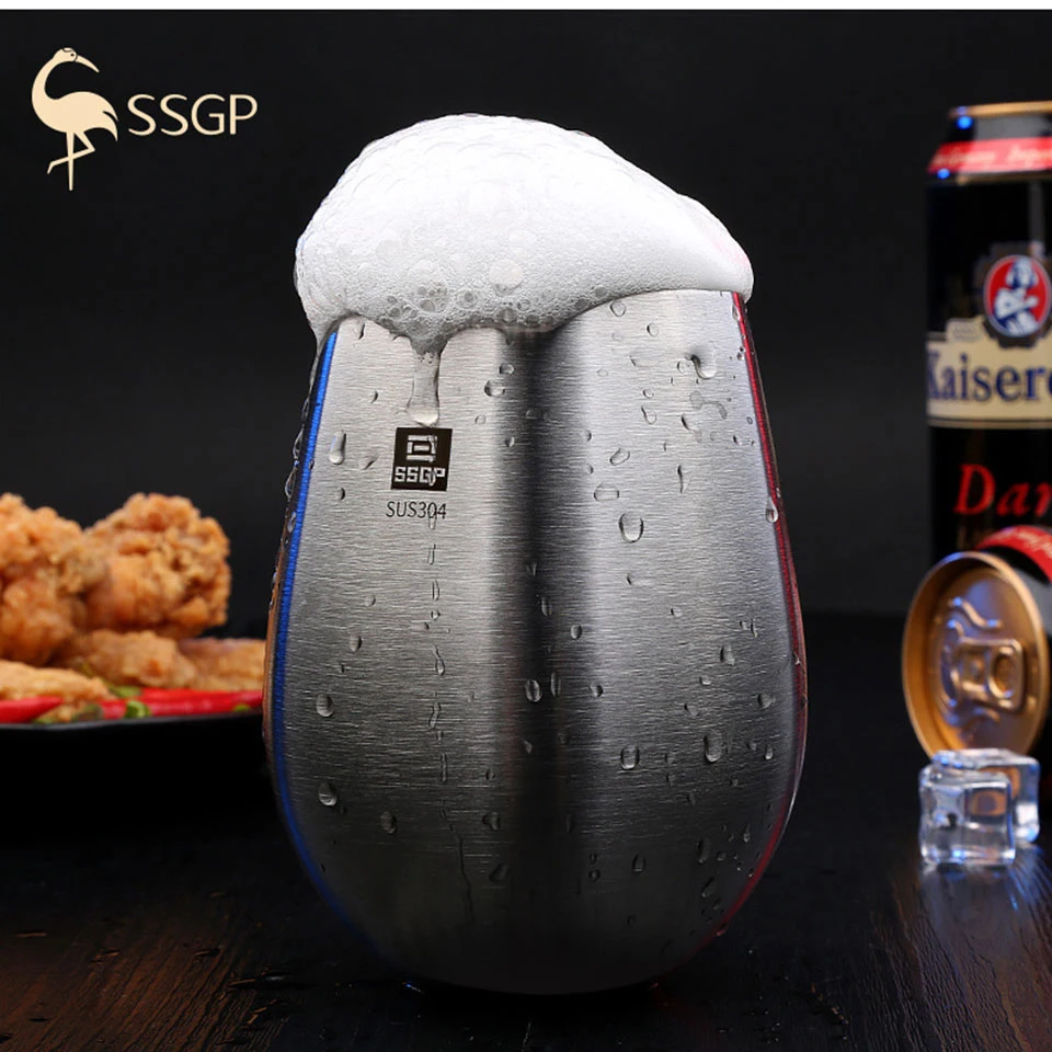 Модная короткая пивная кружка из нержавеющей стали 304 металлическая небьющаяся
