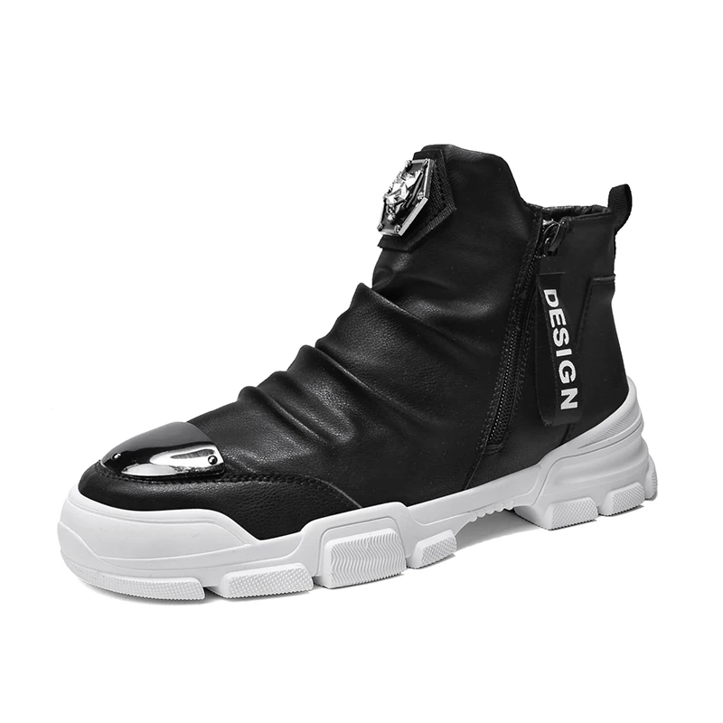 New Spring Autumn Men's Bright Personality High-top Casual Shoes British Style Tide Brand Designer Men studs Sneaker | Обувь