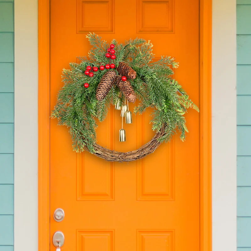 

40 см рождественские сосновые конусы, колокольчики из ротанга, искусственные гирлянды, рождественские украшения