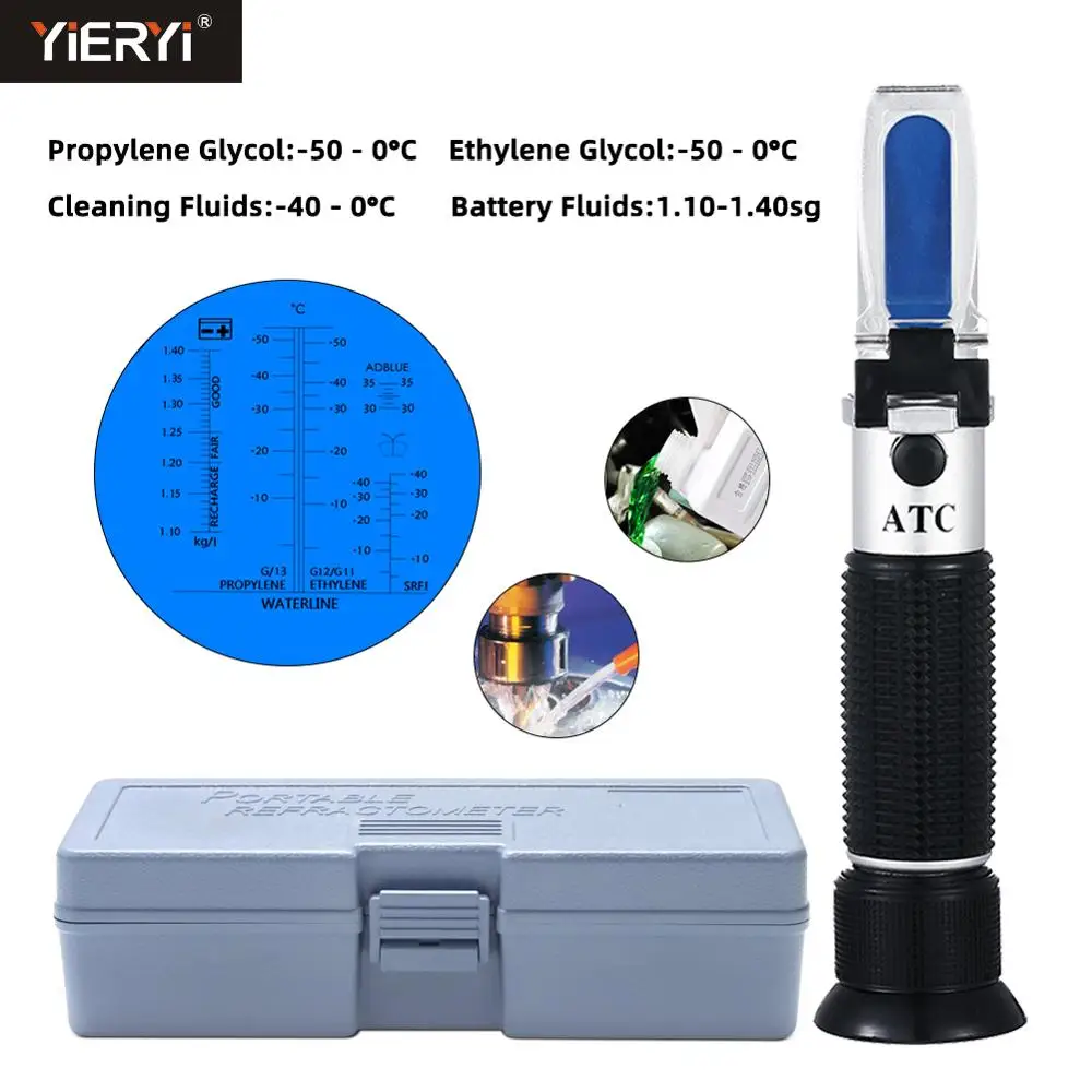 

yieryi ATC urea concentration Portable Refractometer Engine Fluid Glycol Antifreeze Freezing Point Car Battery Refractometer