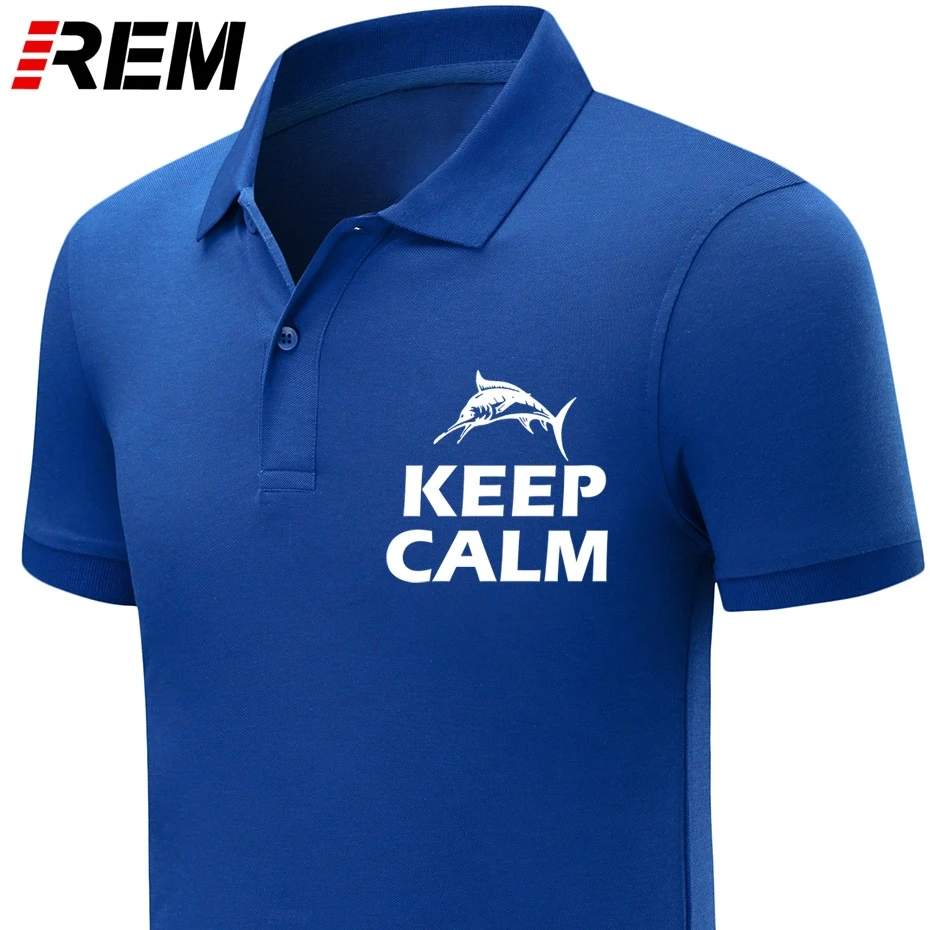 mens polos shirt New Fishinger Shirt Men Summer Keep Calm And Go Fish shirts Cotton Short Sleeve Funny Gift polo-shirts | Мужская одежда