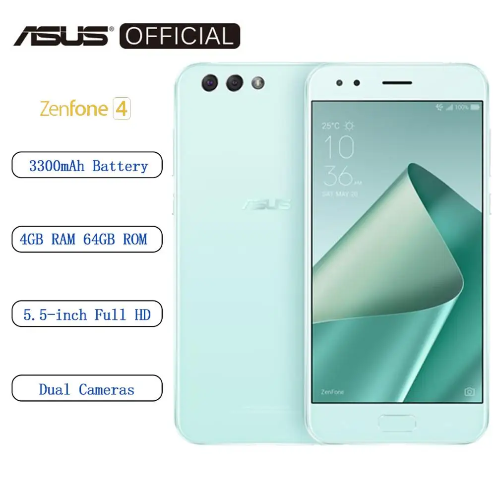 ASUS глобальная версия оригинальный ZenFone 4 ZE554KL + 64G 5 &quotFHD 3300 мАч NFC Android мобильный