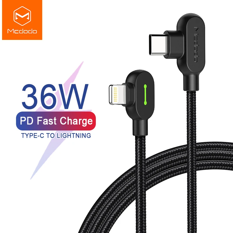 Mcdodo USB C для IPhone Lightning 12 11 Pro XS Max XR X 8 36 Вт PD Type LED быстрое зарядное устройство кабель