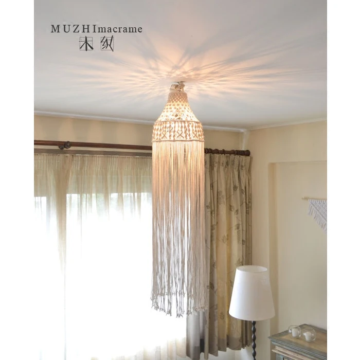 Креативная ручная работа макраме ресторан спальня Лофт люстра с абажуром