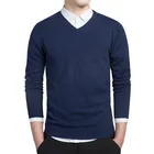 Мужской свитер с V-образным вырезом, длинным рукавом