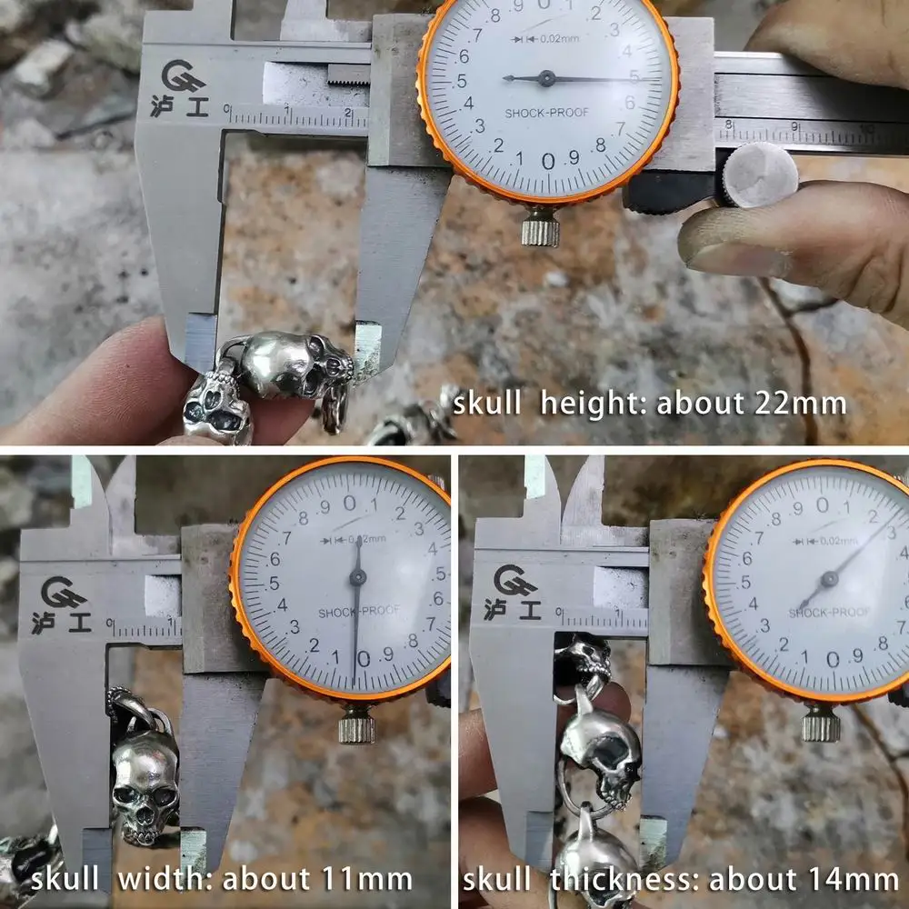 Большие детали черепа цепь 925 пробы Серебряный Мужской Байкерский панк браслет