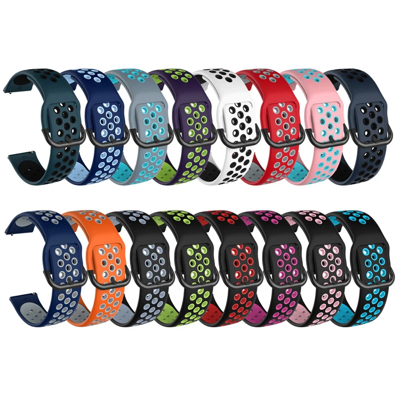 

Ремешок сменный силиконовый для Samsung Galaxy Watch 3 45 мм 41 мм Active 2 46 мм S2 S3 Huawei GT 2, спортивный Воздухопроницаемый браслет 20 мм 22 мм