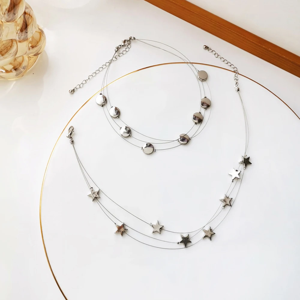

Многослойной металлической звездой круглый чокер, ожерелье для женщин розового цвета шеи колье воротник ювелирные изделия, ювелирные изде...