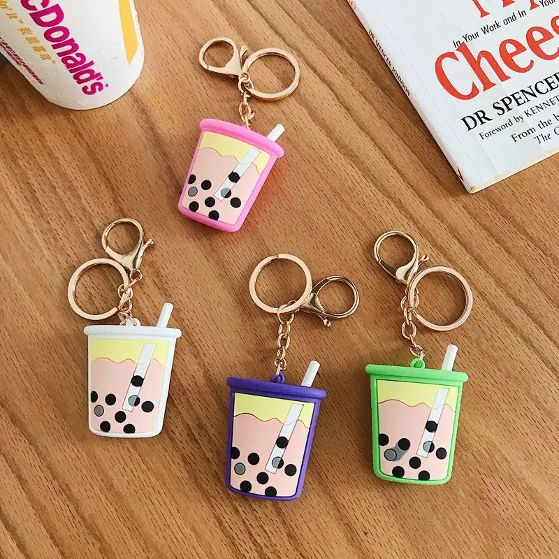 Cartoon Travel Luggage Milk Tea Decor Pendant Toy Lanyard For iPhone Airpods Protective case Key Chains Girl Bag Hang Car Key