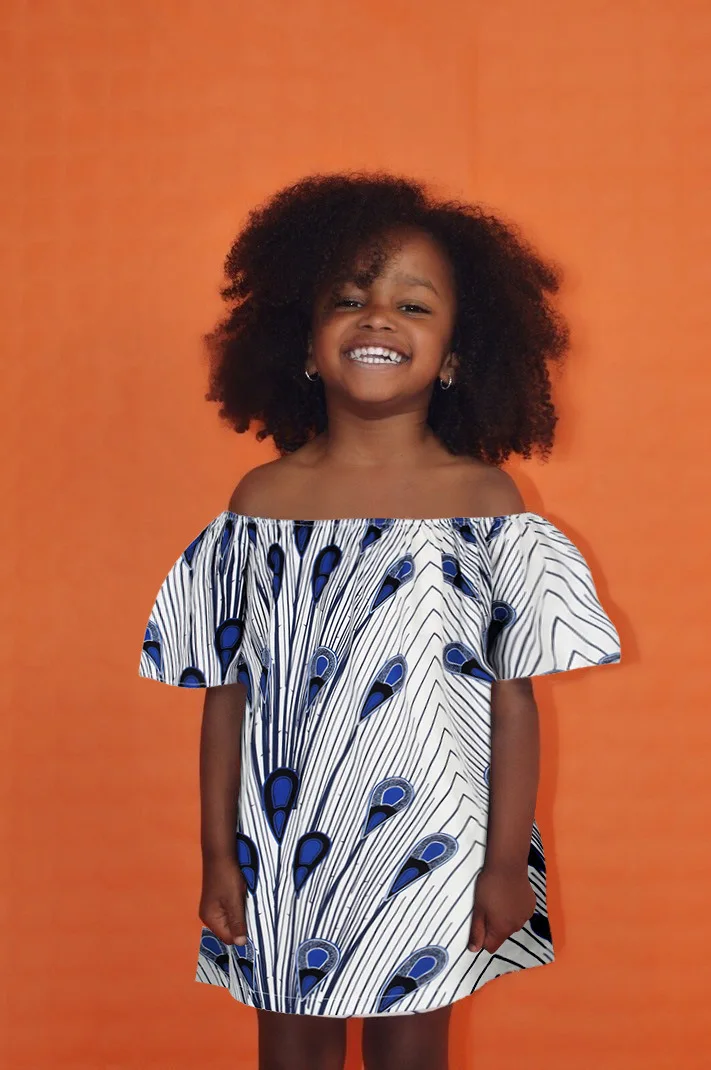 

Mommy and Me African Bohemian Printed Straight Style Casual Off The Shoulder Dress
