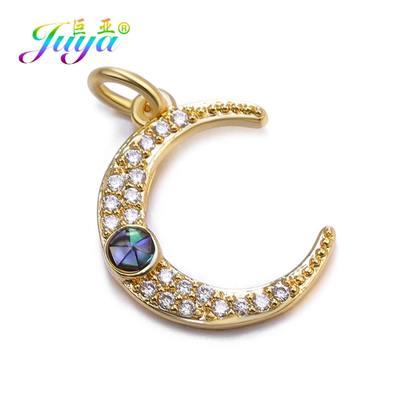 Женские Подвески с опалом Juya ручной работы радужными фианитами в форме Луны для