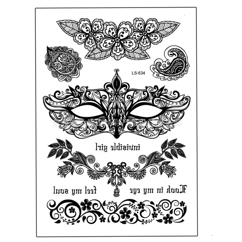 21 X 15 CM Sized Sexy Cool Beauty Tattoo Laciness style Waterproof Hot Temporary Stickers |