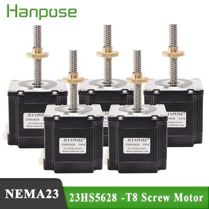 

Nema 23 Stepper Motor with t8 screw lead 2/4/8mm 57 motor 23HS5628-T8 310MM 165 Oz-in 56mm 2.8A forCNC Laser Grind Foam