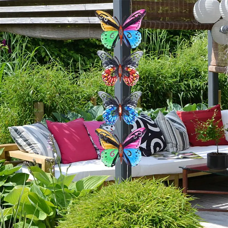 

4Pcs Metal Butterfly Wall Art Decor Hanging Colorful Sculptures for Bedroom Living Room Office Garden Indoor Outdoor Home Decor