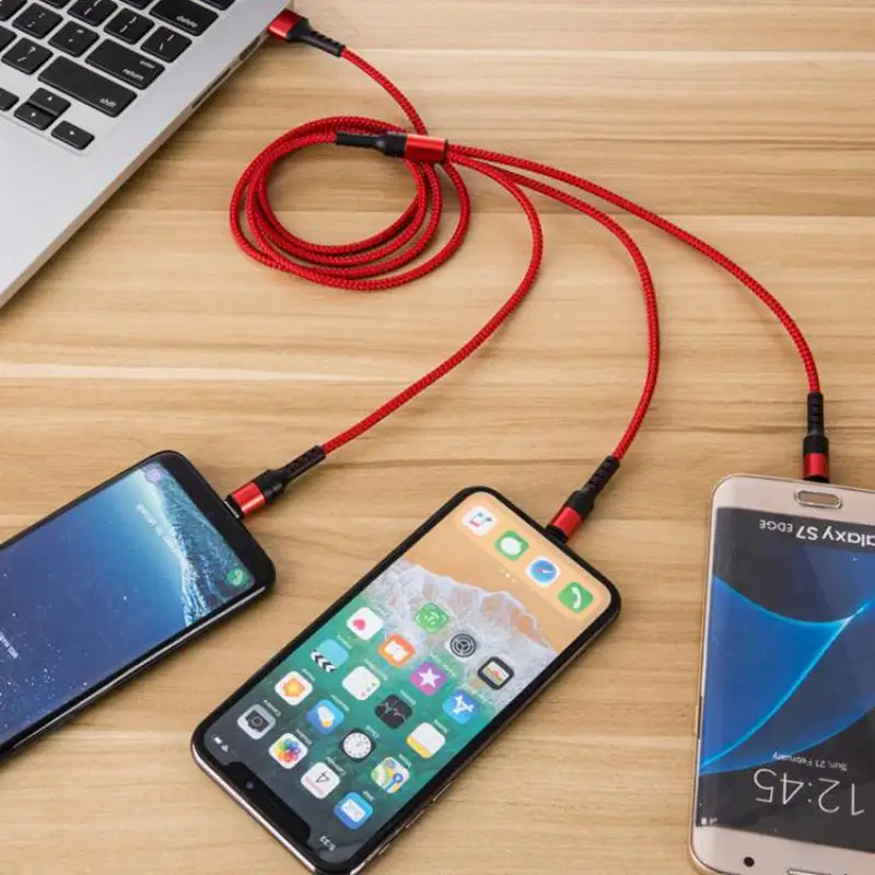 USB-кабель зарядный 3-в-1 с оплеткой 5 А 1 м | Мобильные телефоны и аксессуары