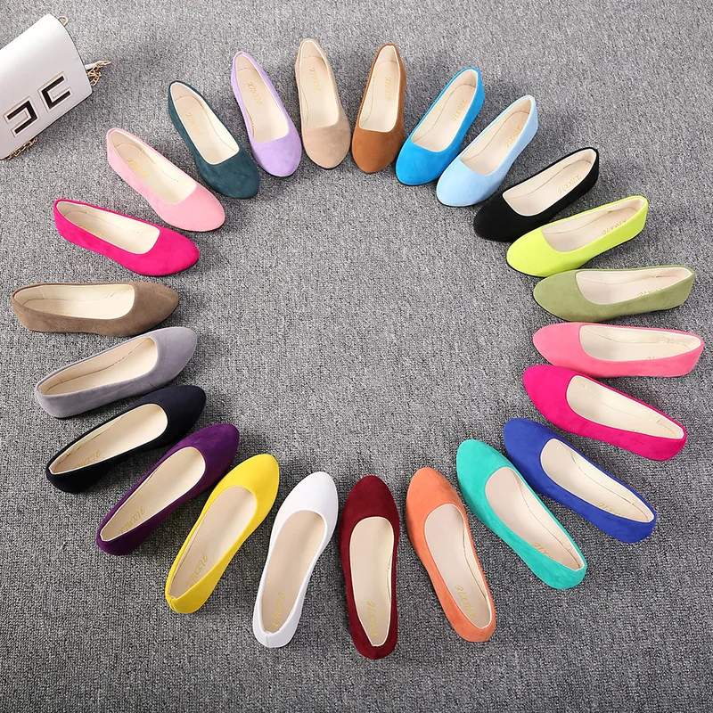 Spring 2021 New Suede Pointed Single Shoe Women Candy Color Flat Shoes Large Size Women 40-43 Flat Casual Shoes Women