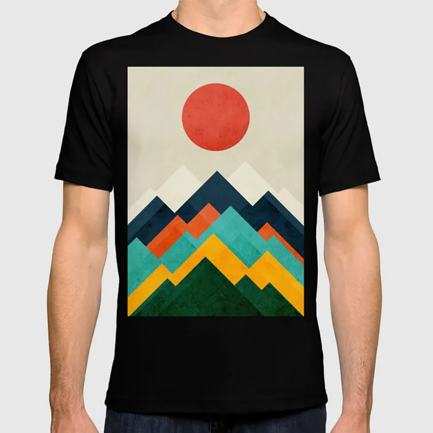 Холмы живы футболка cubism экспрессионизма минимализм абстрактный пейзаж природа