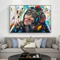 modern monkey graffiti art canvas paintings street art posters and prints wall art animals pictures kids room wall decoration
