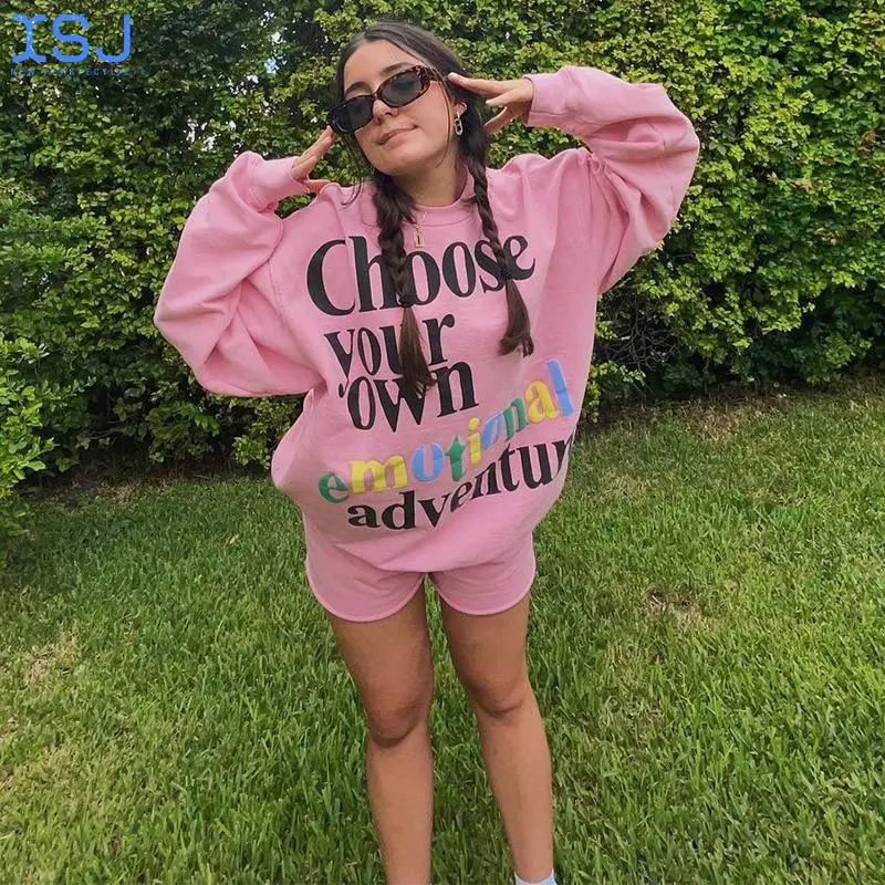 

Повседневный Женский комплект из Свитера и брюк с буквенным принтом в европейском и американском стиле