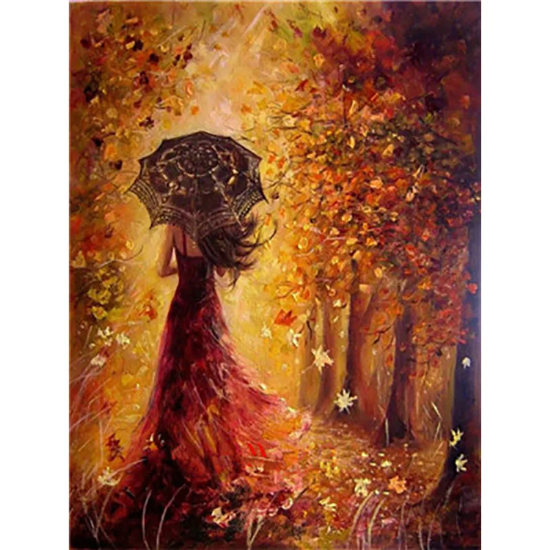 painting by numbers4 Влюбленные краски по номерам зонтик дождливый день Arcylic краски ing по номерам на холсте в рамке настенные картины искусство для гостиной - Цвет: painting by numbers4