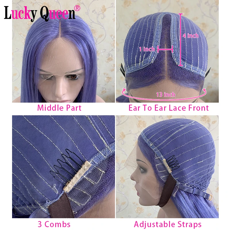 

Brazilian Body Wave Lace Front Human Hair Wigs Pre Plucked For Black Women Glueless Lucky Queen Remy Wigs 150% Green Color