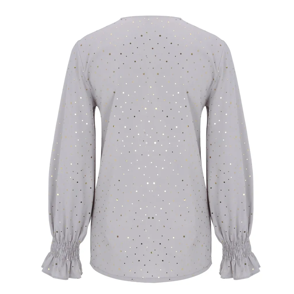 Женские повседневные свободные рубашки с длинным рукавом и глубоким v-образным