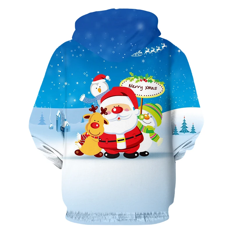 IFPD европейский размер Мужская Рождественская одежда с 3D принтом милая капюшоном