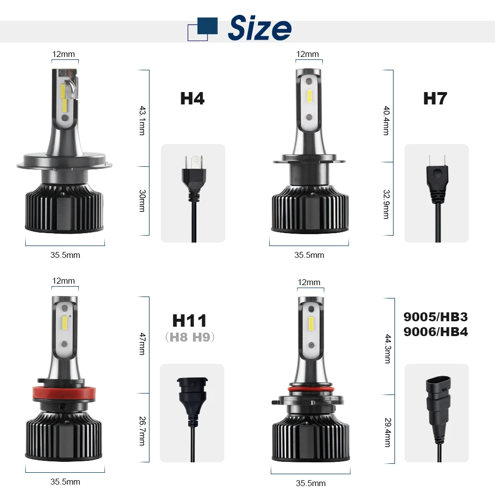 Braveway 12V светодиодный лампы для автомобилей H7 H11 H1 HB3 HB4 9005 9006 H4 Мотоцикл головной светильник лампы светодиодный туман светильник H8 лампы для автомобилей