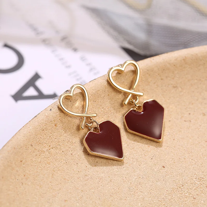 

Sweet Double Love Heart Drop Earrings for Women Girls Lovely Hollow Out Heart Earring Wedding Jewelry Boucles D'oreilles 2020