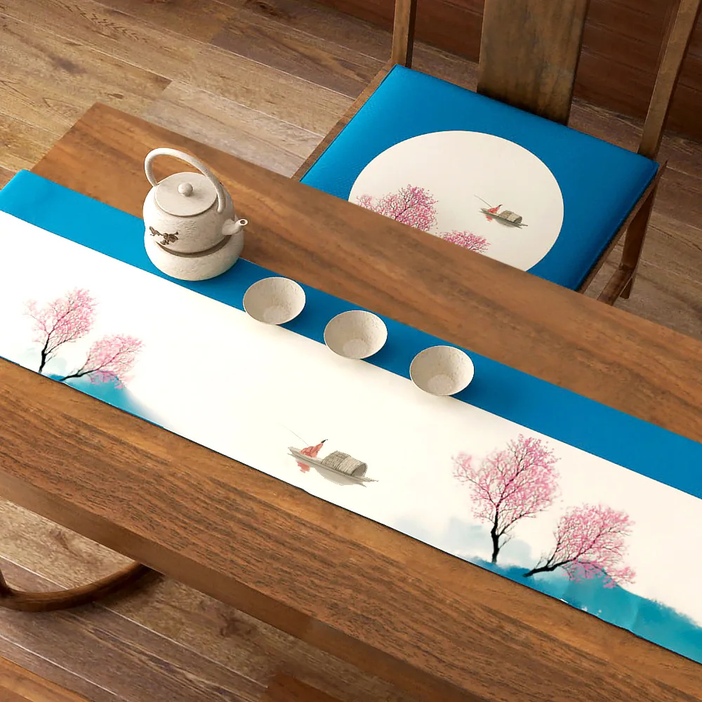 

Chinese Ink Landscape Printing Table Runner Tea Table Tablecloth Dining Table Coffee Table Zen Tea Ceremony