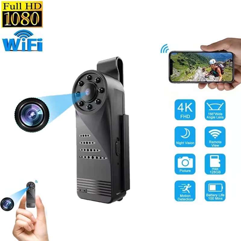 D5 WIFI Mini Camera Portable Wifi HD Full 4K Micro Portable Body Camera HD Small DV Camcorder Portable Outdoor Cam
