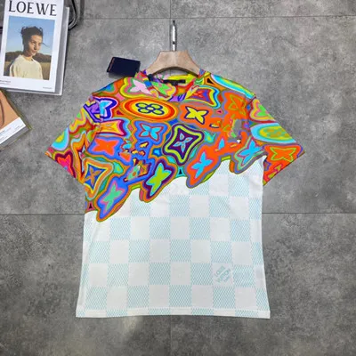 

2021 summer new color art graffiti print short sleeve back with small sticker