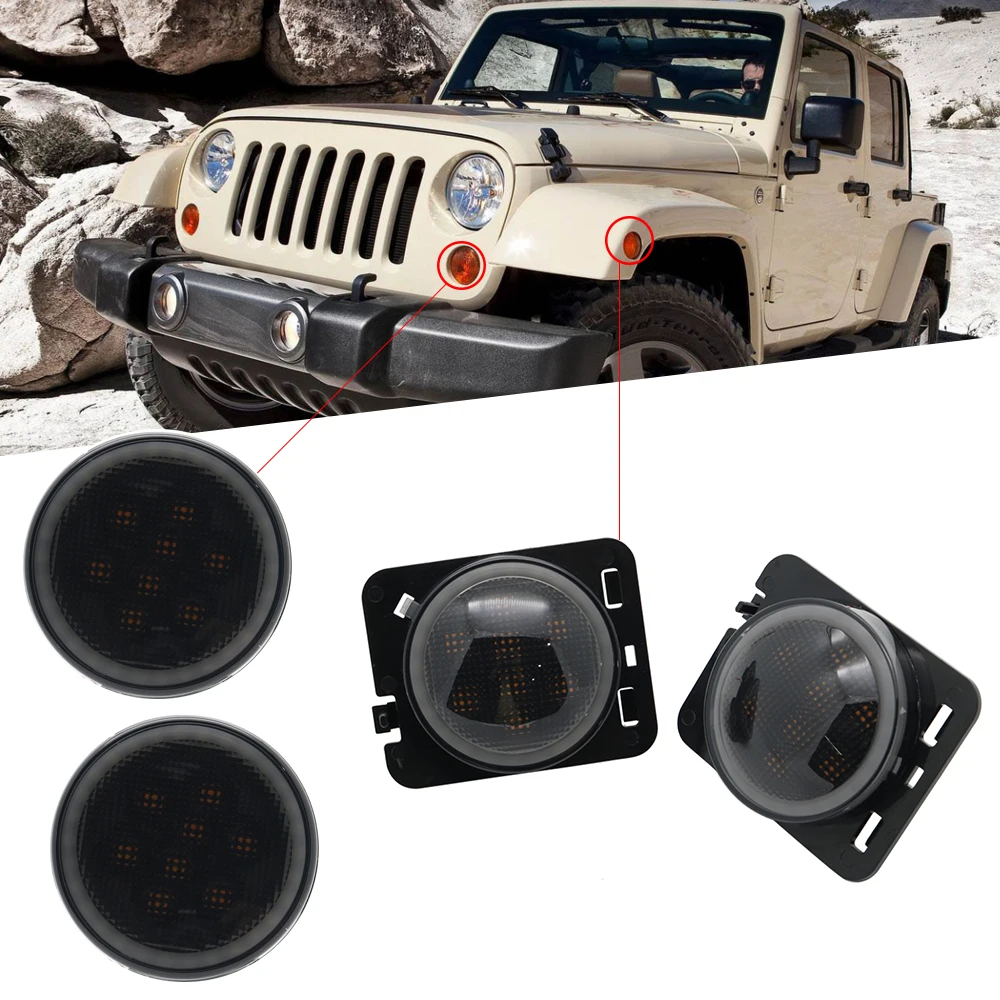 Янтарный передняя светодиодный поворотник светильник сборки 2007 ~ 2016 для Jeep Wrangler JK