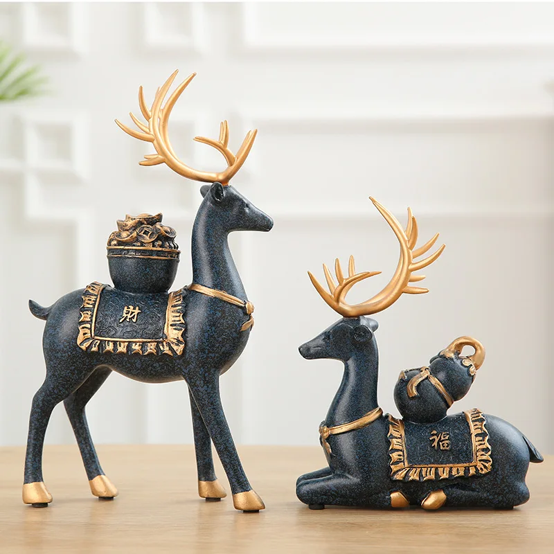 

3PCS Deer Statue Decoration Bringing Good Luck and Peace Chinese Luxury Decoration Office Home Living Room Decoration Decoration