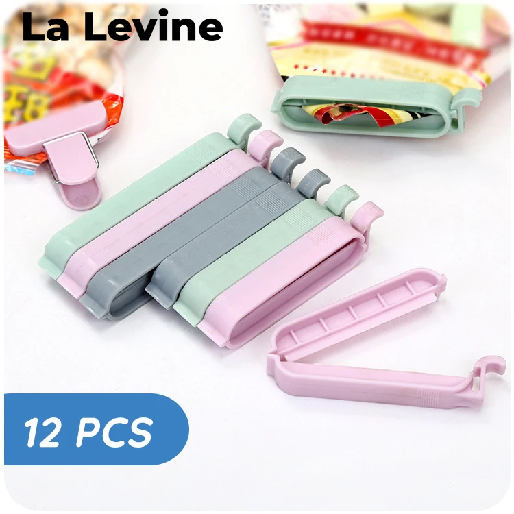 

12 PCS Portable Household Storage Seal Snack Food Clip Plastic Sealing Bag Clip Sealer Food Clamp Kitchen Tool Accessories