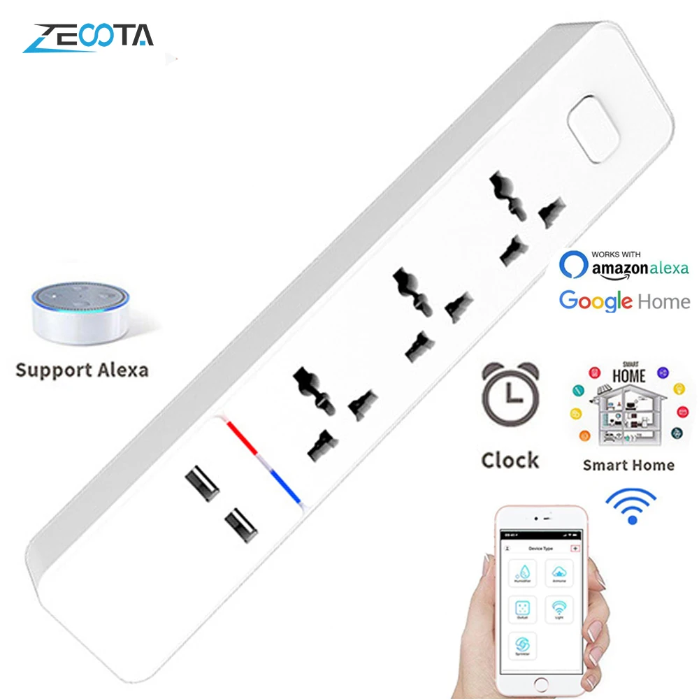 WiFi Smart power Strip универсальные розетки с usb-разъемами Дистанционное Голосовое управление автономная работа с Alexa, Google Home