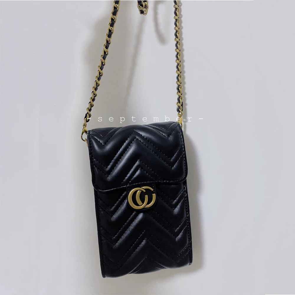 

Luxury Brand Metal Double GG Logo Official Design Square High Quality Handbag Card Wallet Purse Women Fashion Crossbody Pouch