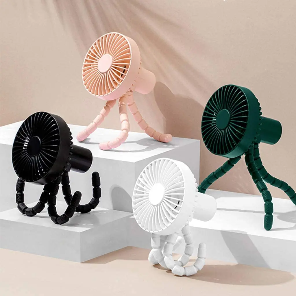 

Портативный вентилятор, 3 скорости, зарядка через USB, 1800 мАч, питание от аккумулятора, клипса-вентилятор с гибким штативом для комнаты, коляск...