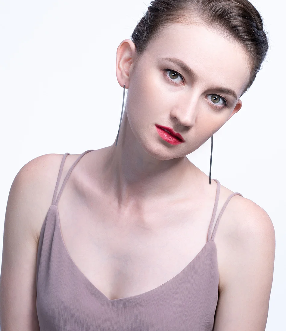 ORSA JEWELS настоящие 925 длинные висячие серьги из стерлингового серебра простая Мода неправильная полоса длинные висячие серьги ювелирные изделия SE187