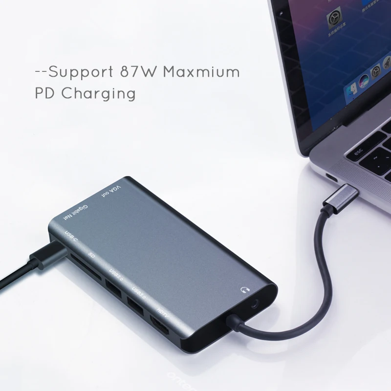 Usbc To Rj45 Lan 4K Hdmi Vga 2Usb 3.0 Sd Card Slot Reader 8 in 1 Type C Dock Adapter Hub for Macbook for Samsung Huawei Dex Mode