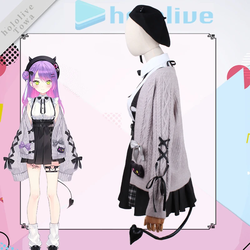 Новый! Hololive Vtuber Cos Tokoyami Towa Летний повседневный наряд Виртуальный идол Хэллоуин
