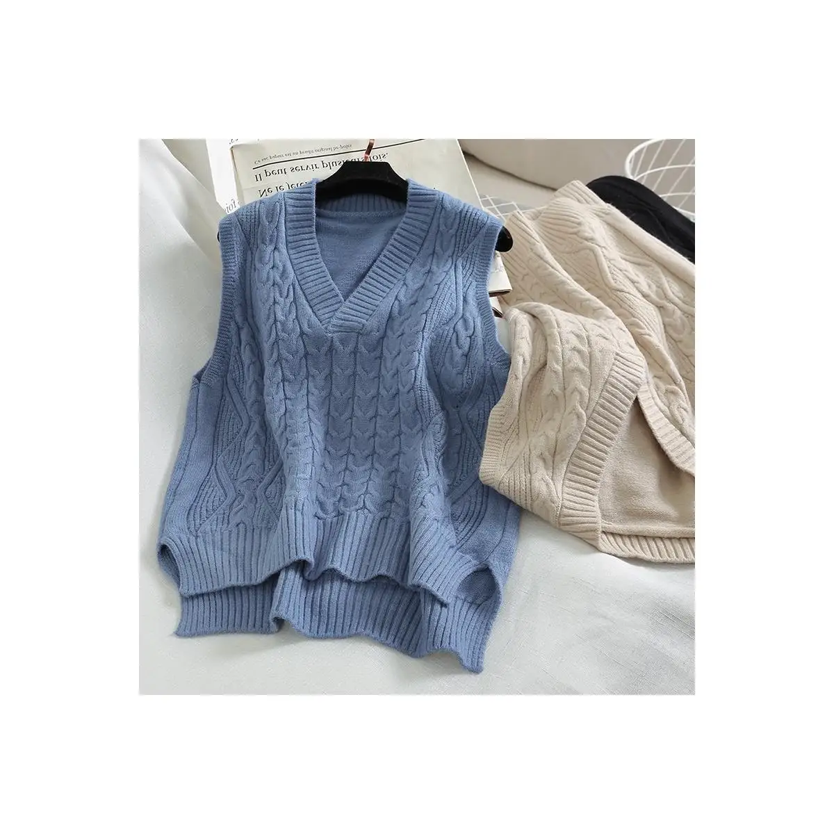

Sweater women Korean version loose retro spring and autumn new V-neck gentle wind loose