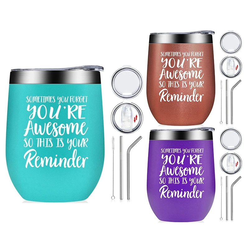 

12 Oz Stainless Steel Wine Tumbler Set, Retirement Gifts For Women, Best Friend Gift For Women, You're Awesome