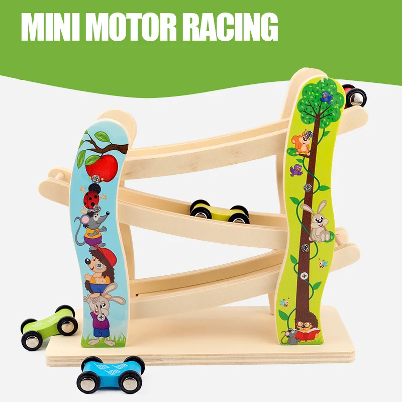 Раздвижные игрушечные машинки для деревянной железной дороги 3-этажная трасса и 4