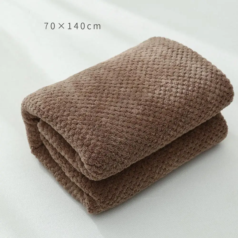 New 70X140CM Bath Towels For Adults High Quality Thicken Soft Shower Swimming Spa Sport Travel Towels Microfiber Large Towel Set - Color: Brown towel