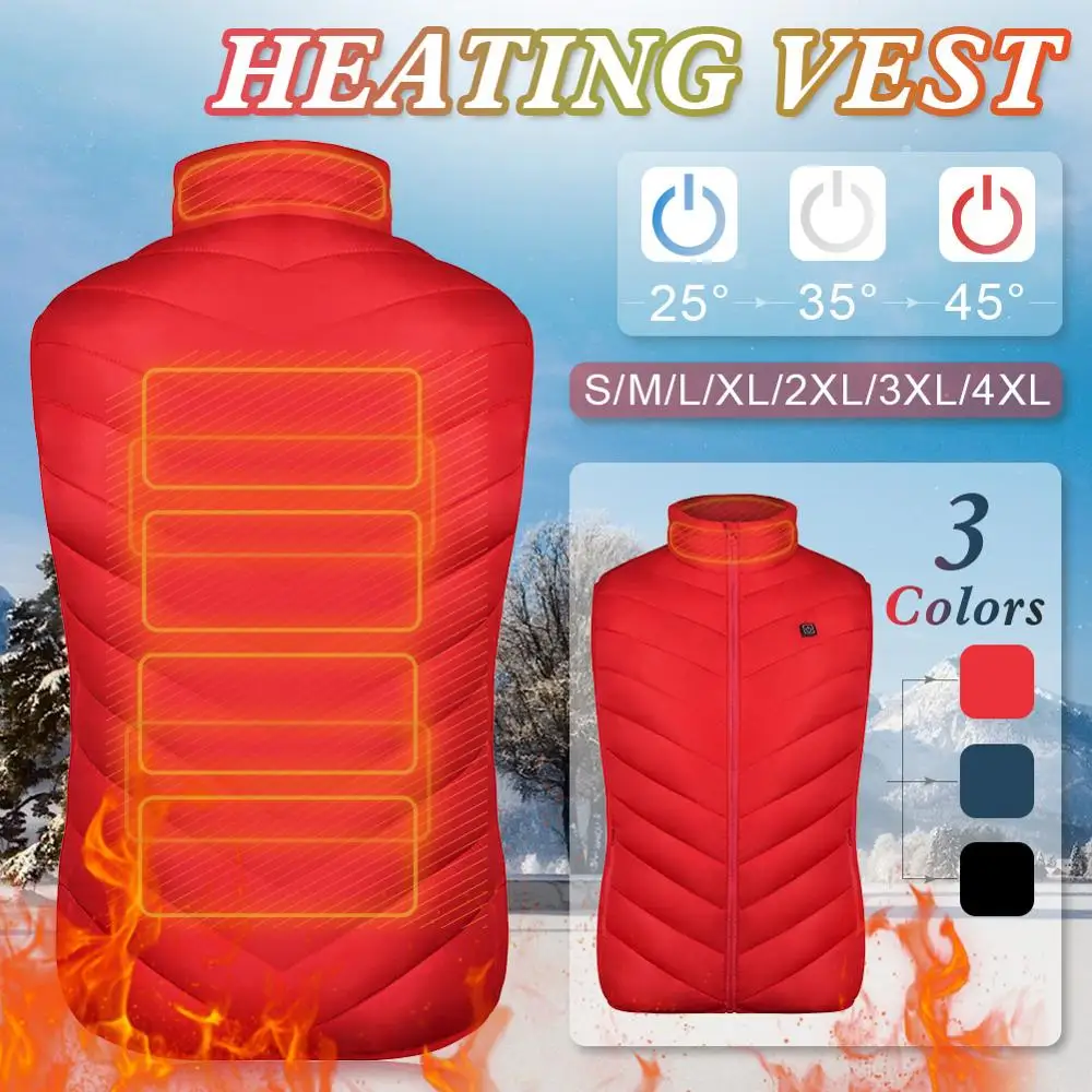 

Electric Heating Vest Winter Heated Jacket USB Temperature Adjustment Warm Clothing For Camping Hiking Hunting Riding Golf