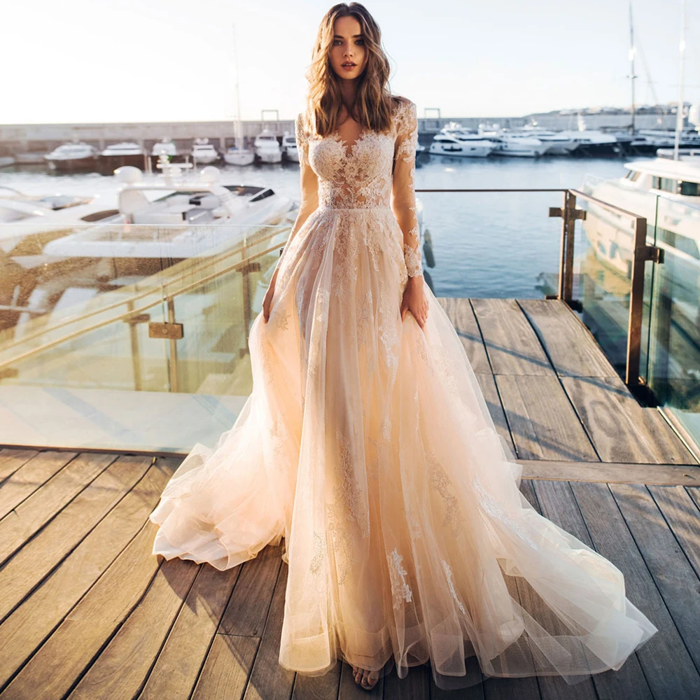 Великолепные кружевные свадебные платья с длинным рукавом свадебное платье abiti da