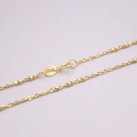 real pure 18k yellow gold chain o long carved beads link necklace 3 4g 17inch for women lucky gift