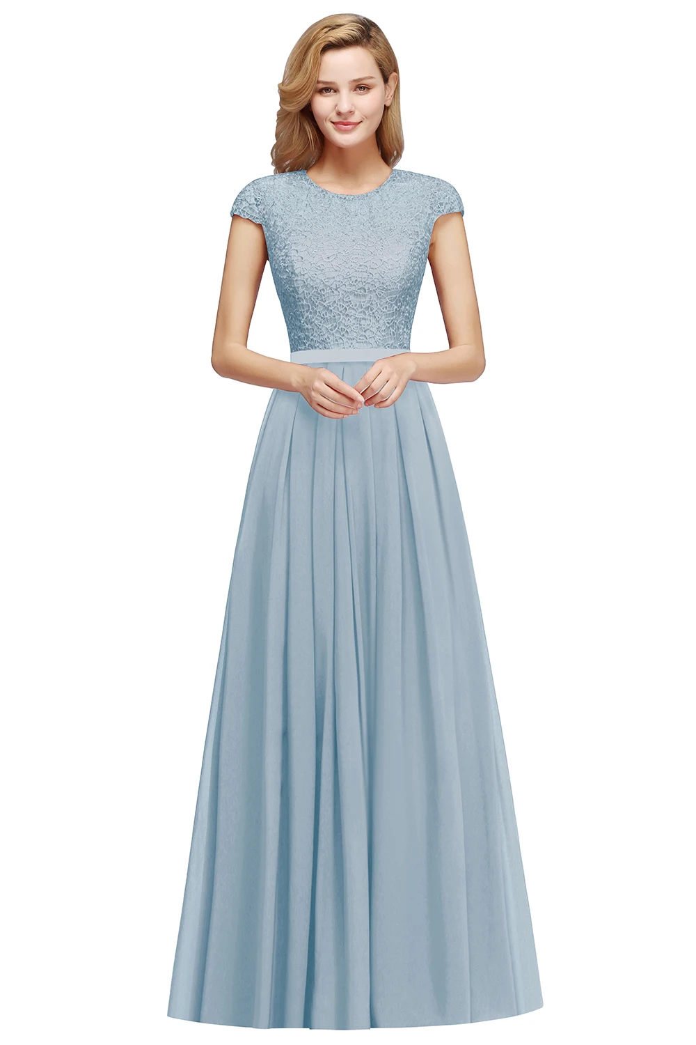 dusty blue Очаровательное бордовое кружевное шифоновое длинное вечернее платье элегантное вечернее платье с коротким рукавом Формальные Вечерние платья - Цвет: dusty blue