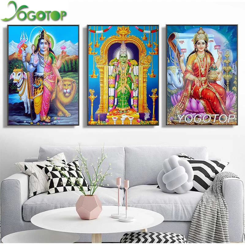 Diy алмазная живопись Shiva Parvati Ganesha индийское искусство фигурка индуистского бога 5D